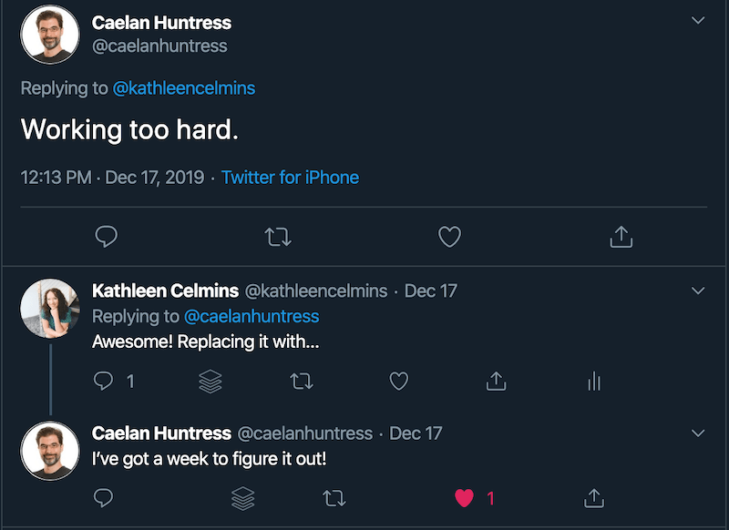 Caelan Huntress tweet