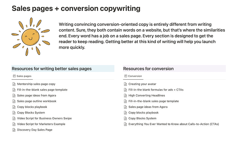 sales pages conversion oriented copy